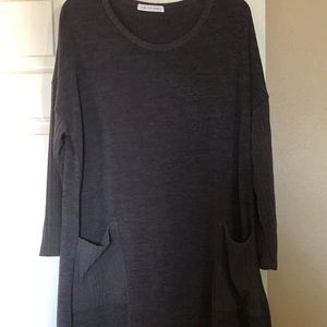 Chris & Carol • Gray Long Sleeve Sweater Dress with Pockets